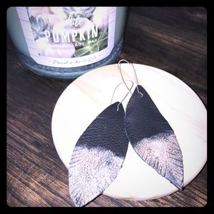 Handmade leather earrings.